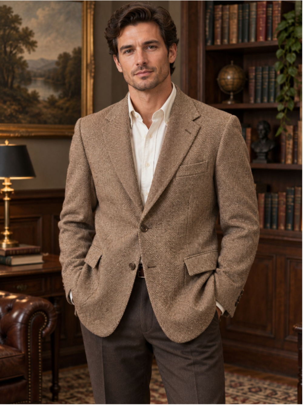 Vintage Blazer Men’s 44L Drapeshire Pure New Wool Dark Academia Ivy League Brown